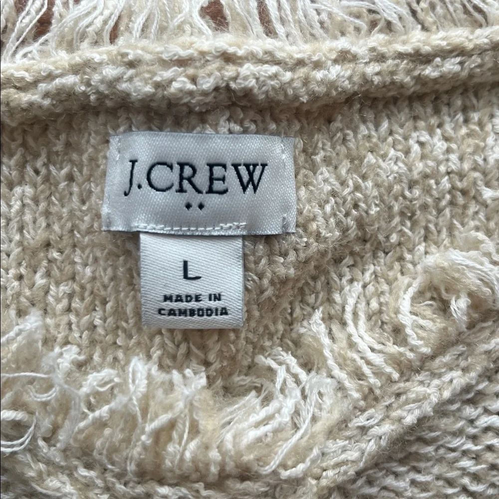 NWOT J. Crew Cream Fringe Knit Cardigan - - Size Large